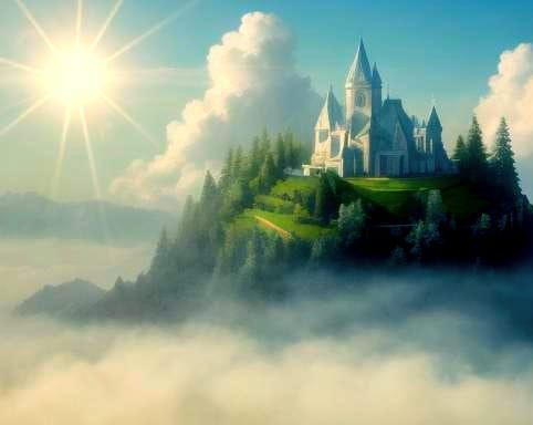 Divine Sunshine Beams on Floating Raincloud