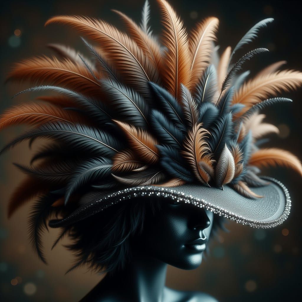 Intricate Feathered Hat: Hyperrealistic Detail