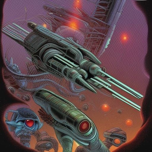 Alien Machines in Comic Book Art Style