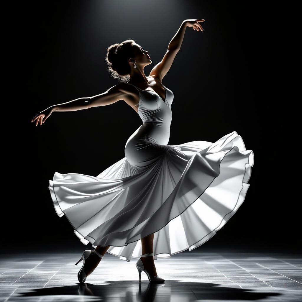 Daring Dancer in Dramatic Black and White Photo