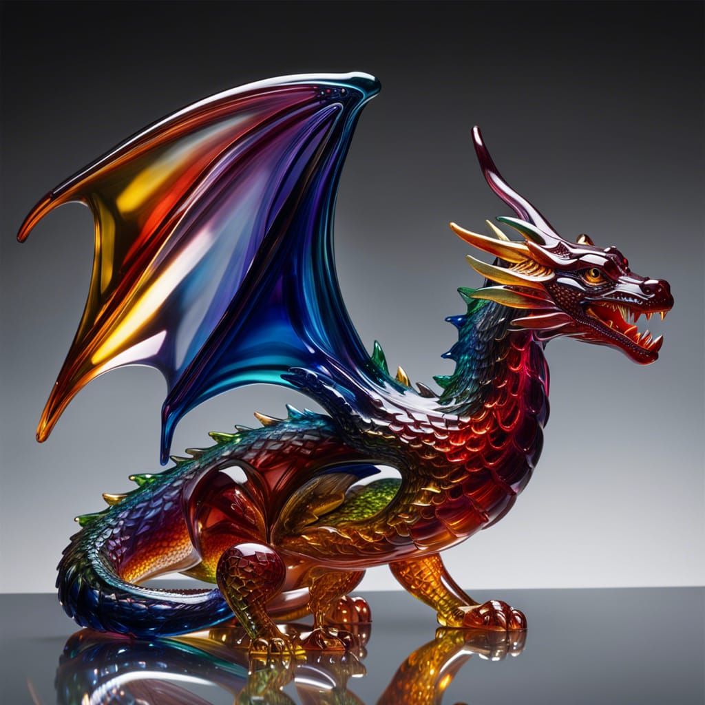 Glass Dragon: Hyperrealistic Semitransparent Creature