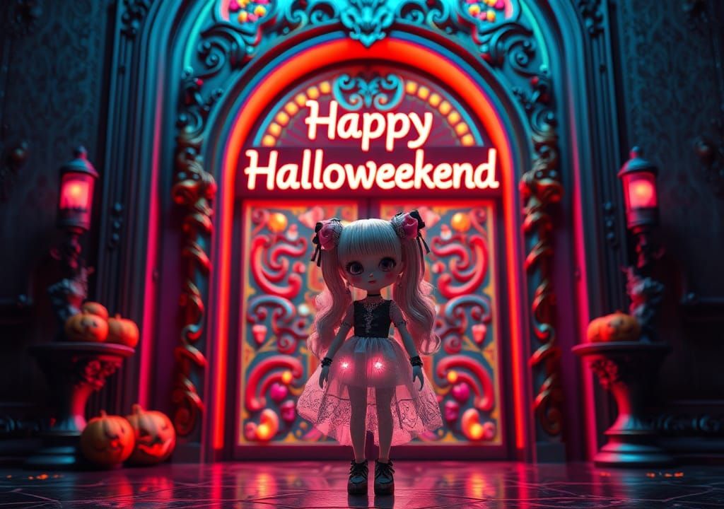 Happy Halloweekend: Goth Doll at Ornate Doorway