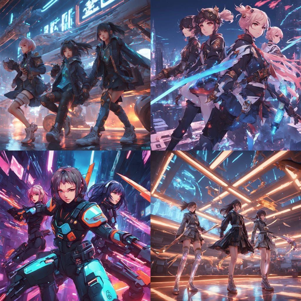 K-Pop Trio Attacks Demon from Jet in Anime Style