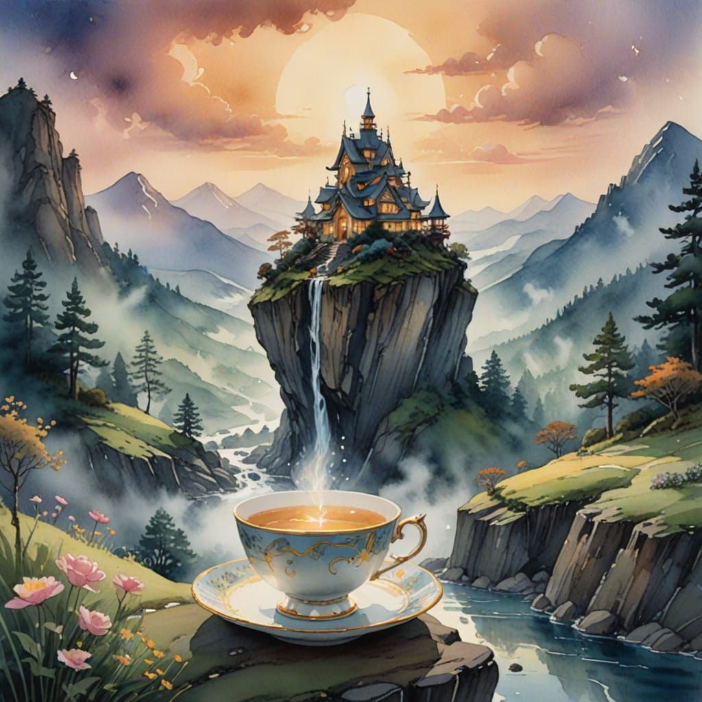 Giant Teacup of Light on Misty Mountain