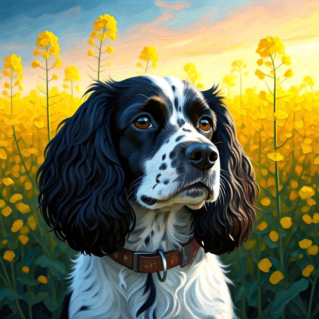 American Cocker Spaniel as Impasto Painting