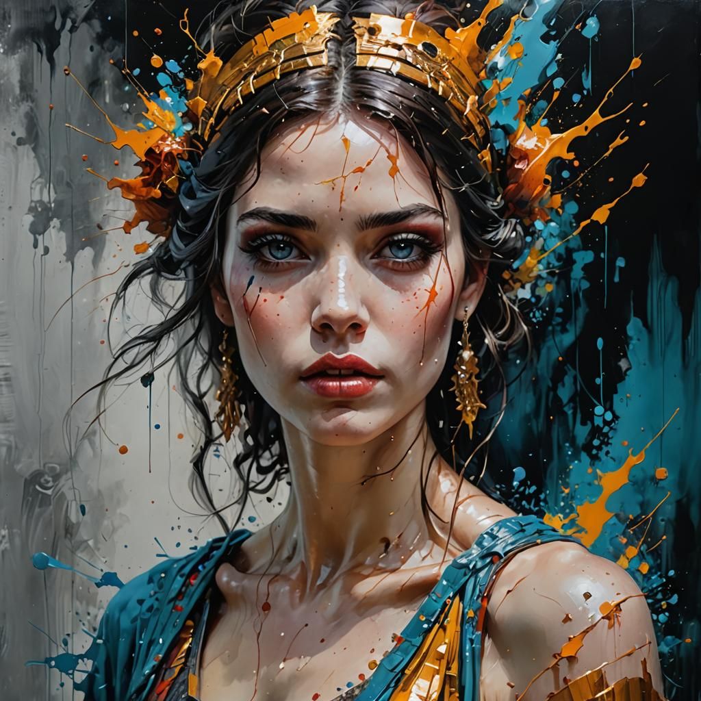 Mystical Acrylic Painting: Duality of Fire and Water