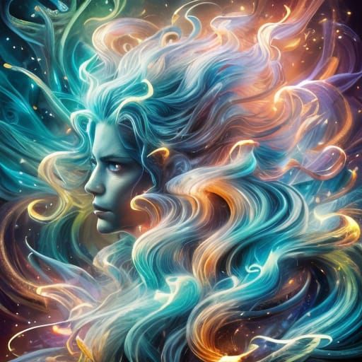 Ethereal Djinn Lord in Majestic Throne Room