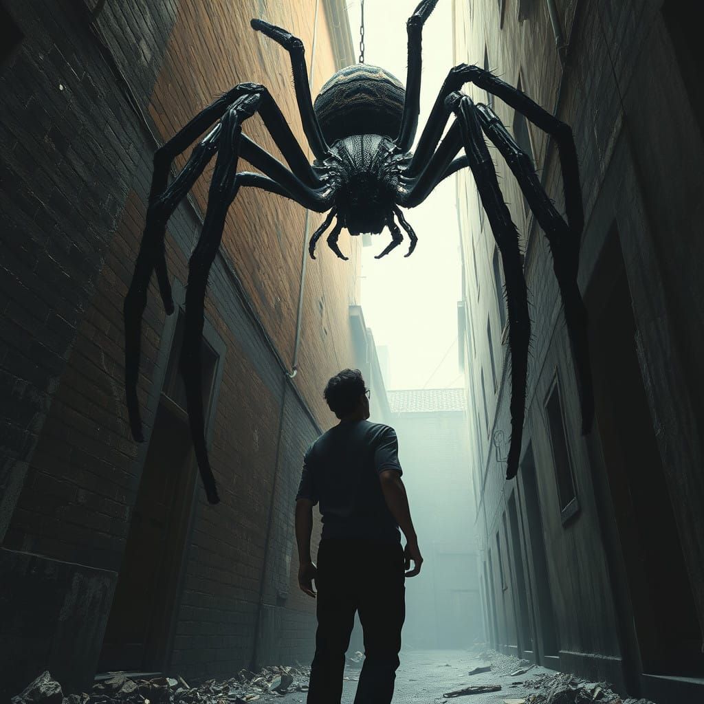 Dark Alley Encounter in a Horror Art Style