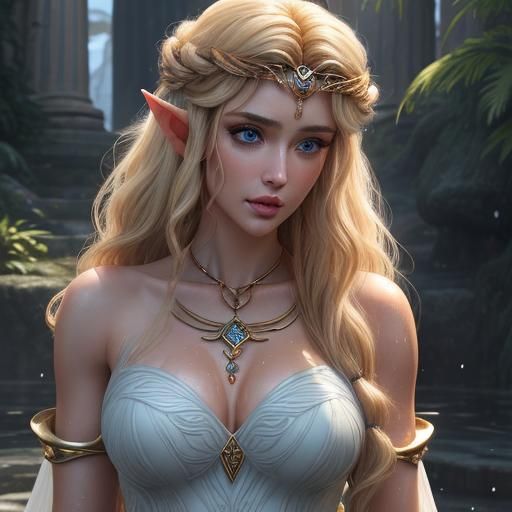 Beautiful Elf with Wet Skin, Greek Goddess Art
