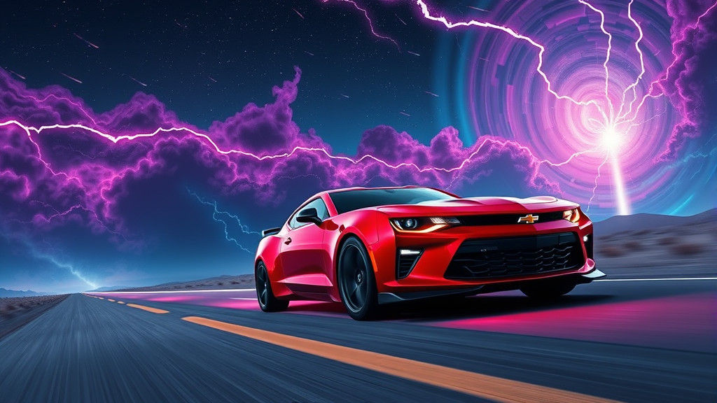 Chevrolet Camaro Races Through Astral Cosmic Illustration