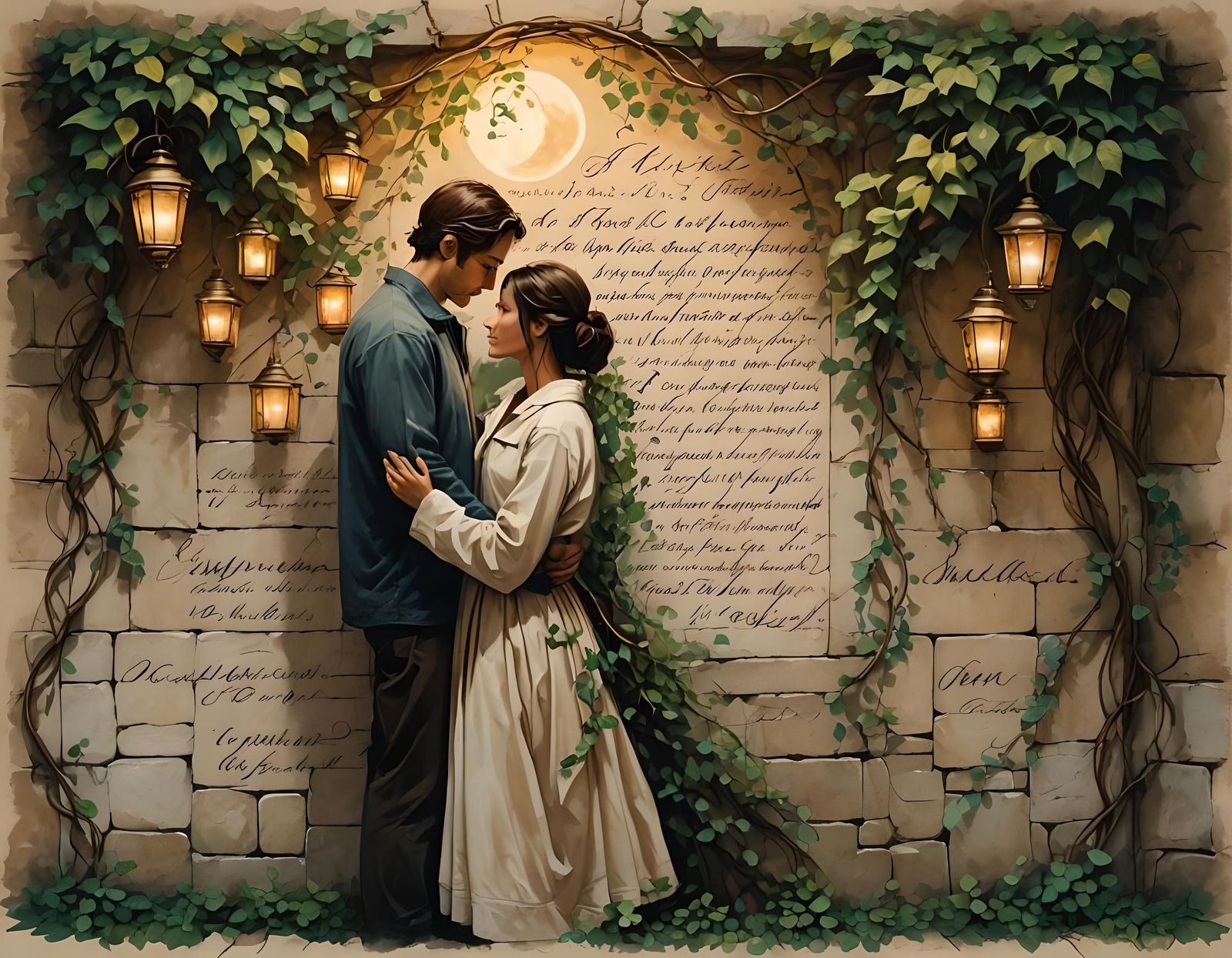 Couple's Calligraphy Lovestrory in Epic Digital Matte Painti...