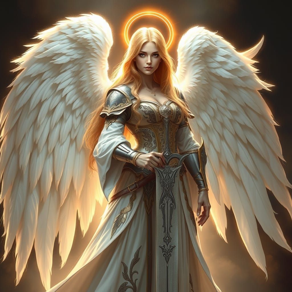 Ethereal Angelic Woman in Regal Splendor