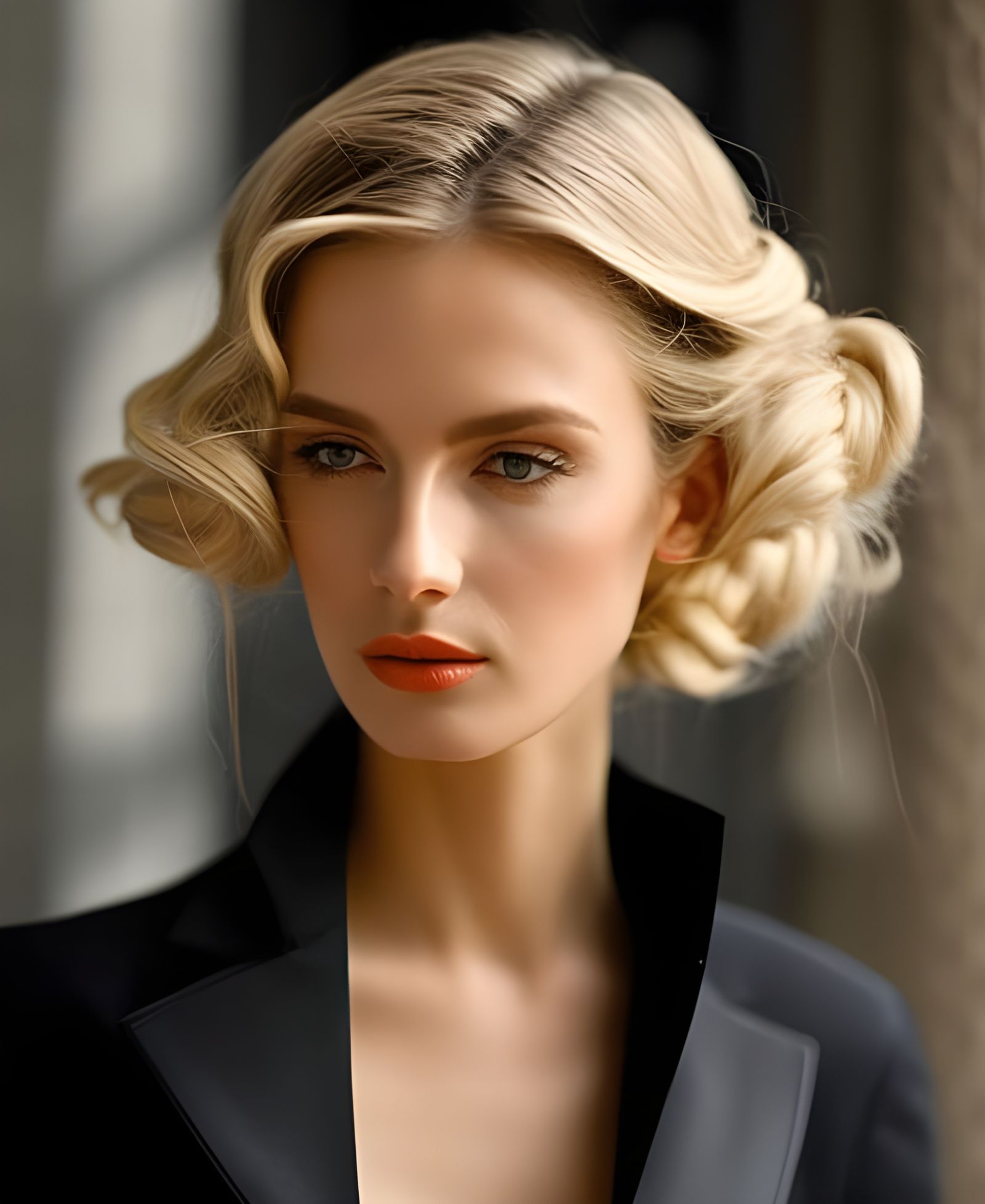 Woman in London Cafe: Photorealistic Portrait