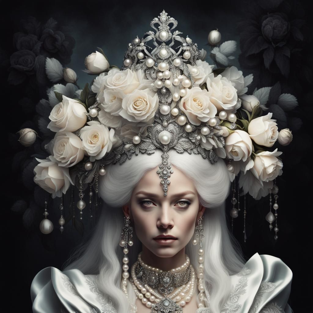 Elegant Fantasy Queen Portrait in Baroque Lighting