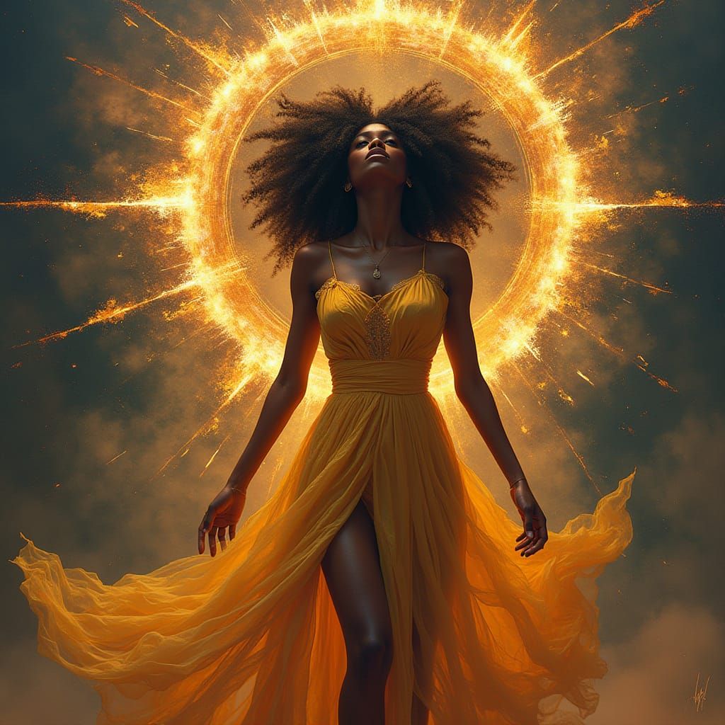 Majestic Goddess in Vibrant 3D Painting Style