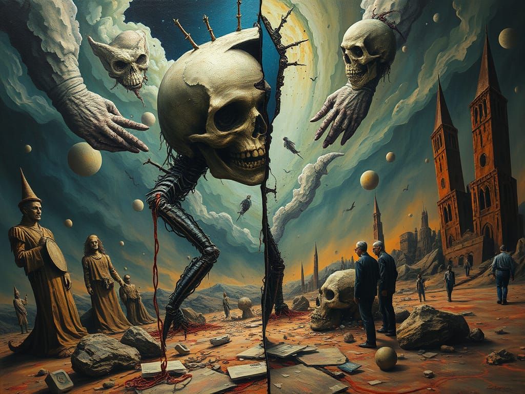 Distorted Surrealist Nightmare in Biomechanical Hues