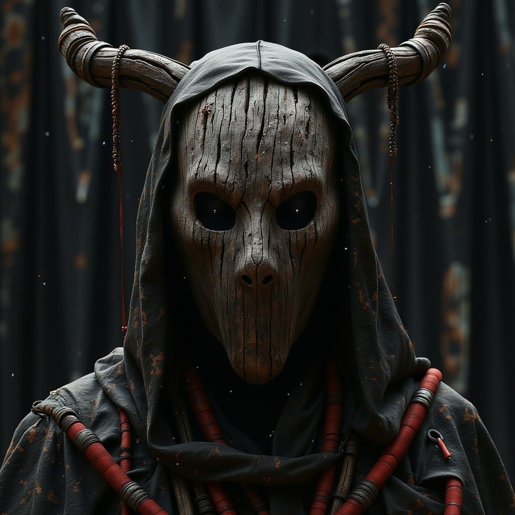 Shadowy Druid with Bioluminescent Mask