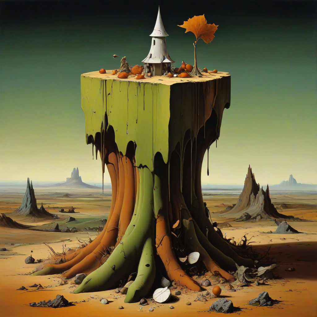 Surrealist Depiction of a Mysterious Figure with Autumn Tone...