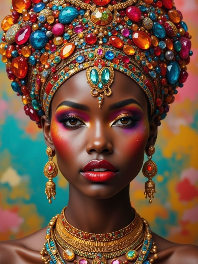 Radiant Diamond Caribbean Woman in Hyperreal Style