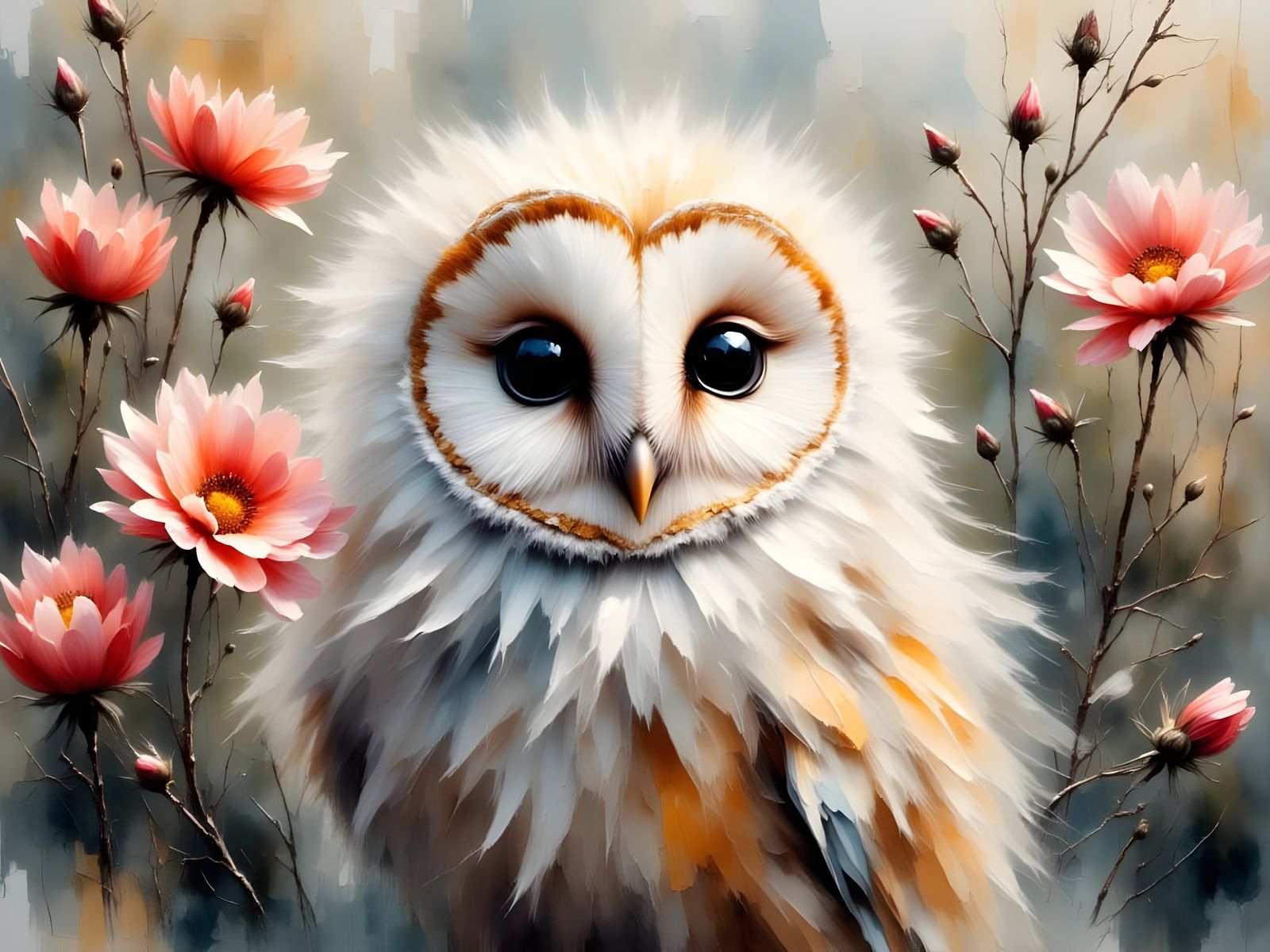 Surreal White Owl Revealed in Vibrant Watercolor Impasto