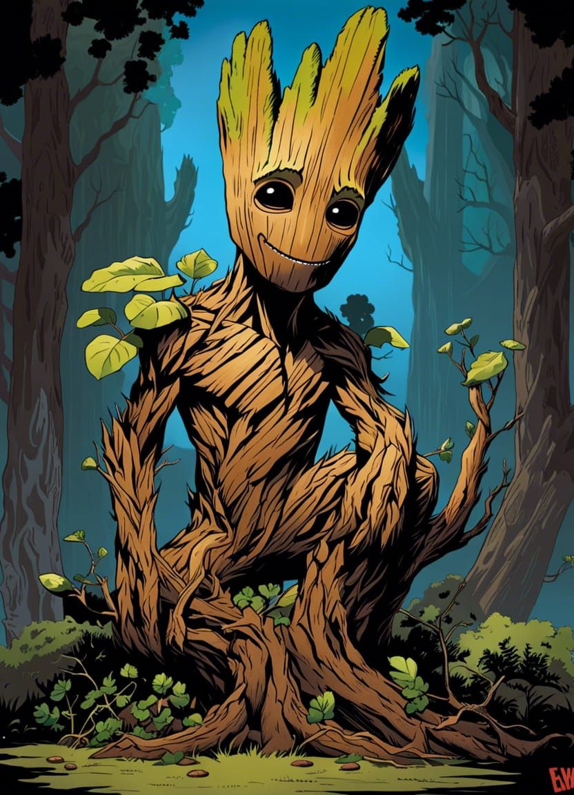 Groot in Jamie Hewlett Style