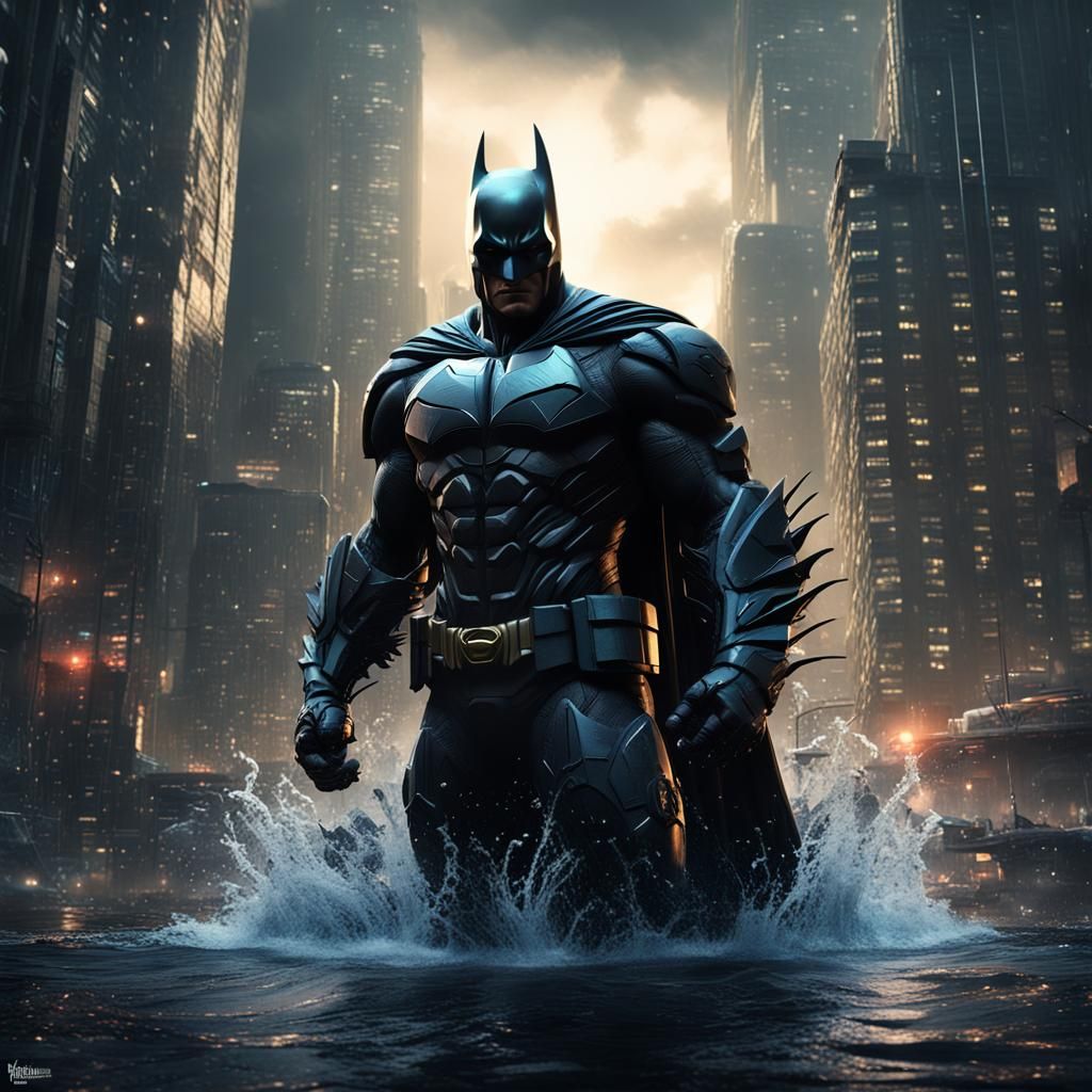 Futuristic Cyberpunk Batman Emerging in Gotham