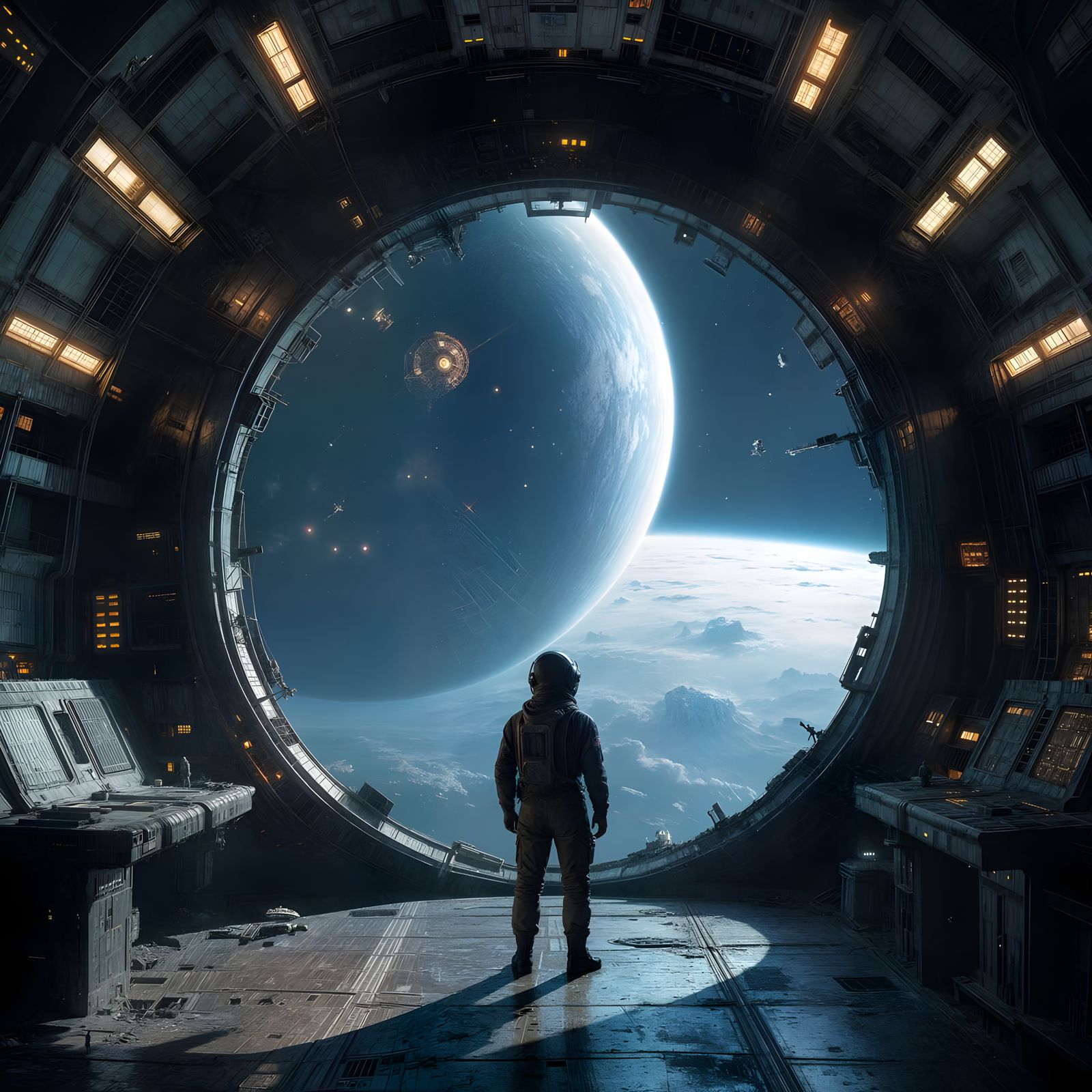 Astronaut on Derelict Space Station