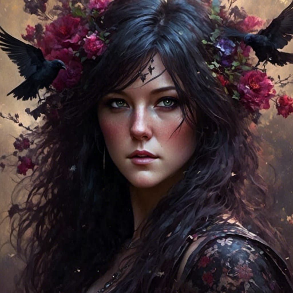 Raven Goddess in Dark Fairytale Style