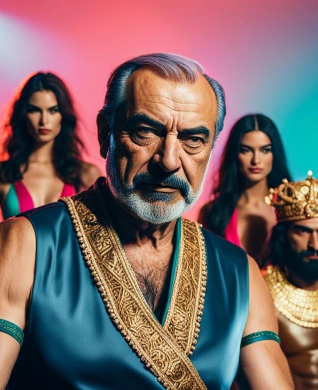 Persian Sultan Portrait with Fashion Models