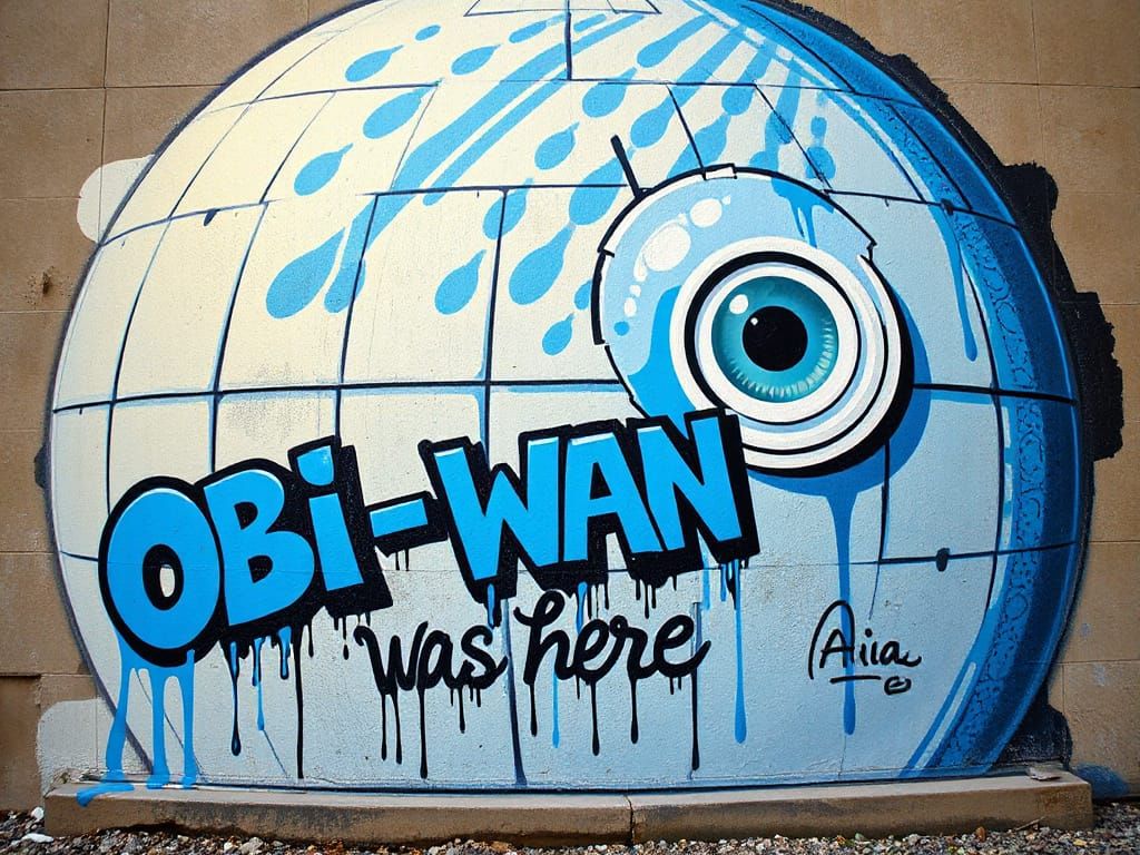 Obi-Wan Kenobi Graffiti Art on Death Star