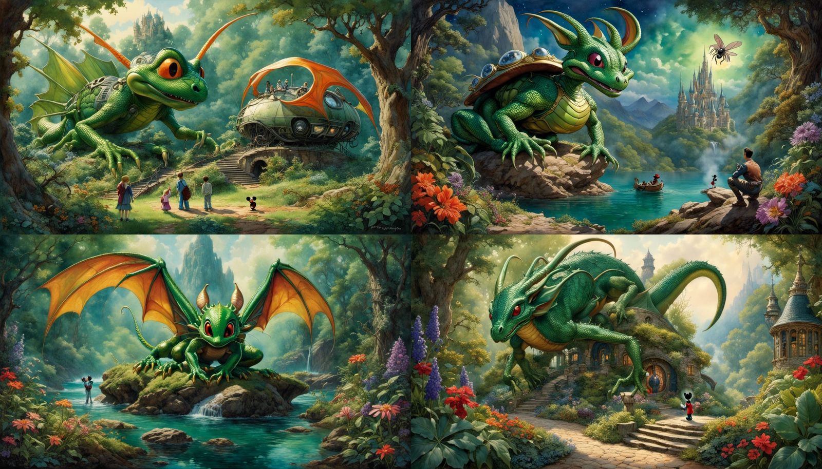 Mickey Mouse, Alien, and Dragon Encounter