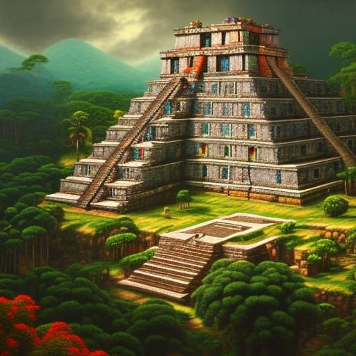Epic Aztec Temple in Jungle Painting