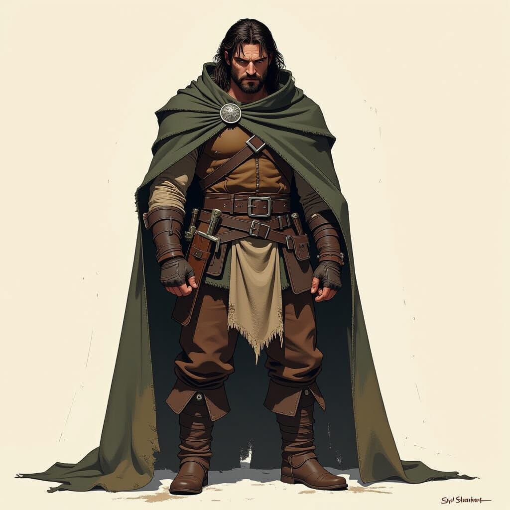 William Wallace in Tattered Cloak and Pants, Frazetta Style