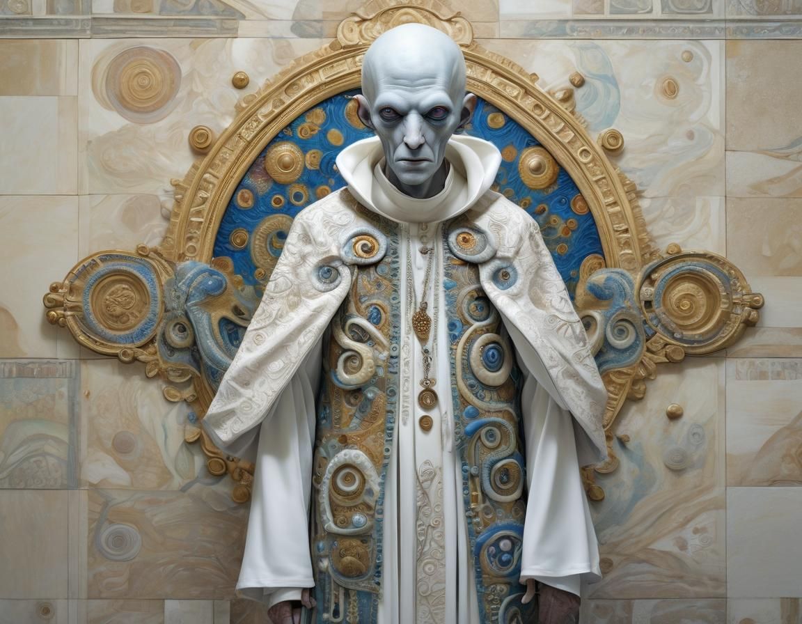 Alien Priest in Vatican, Klimt Style, 8K