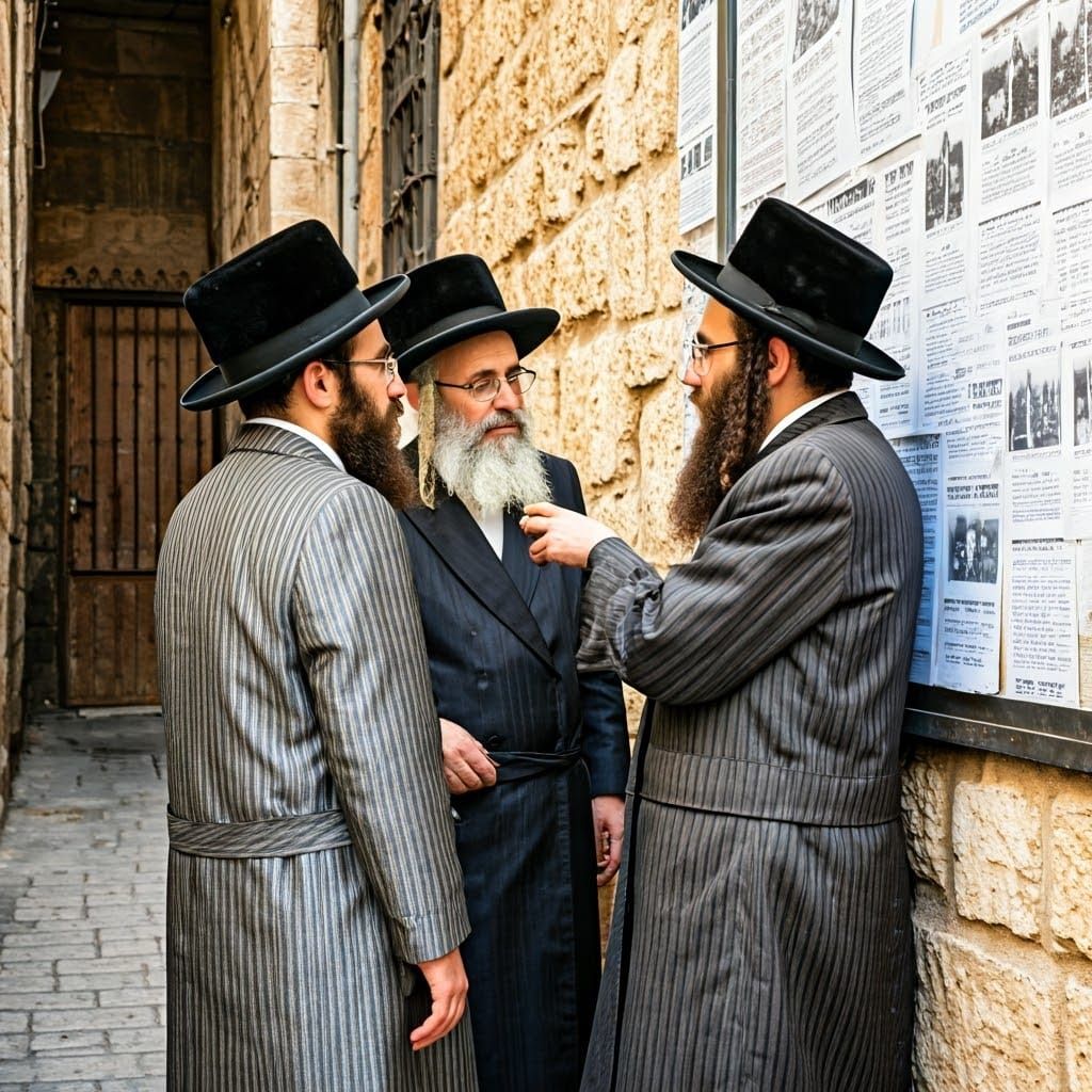 Traditional Haredi Jews in Black and White