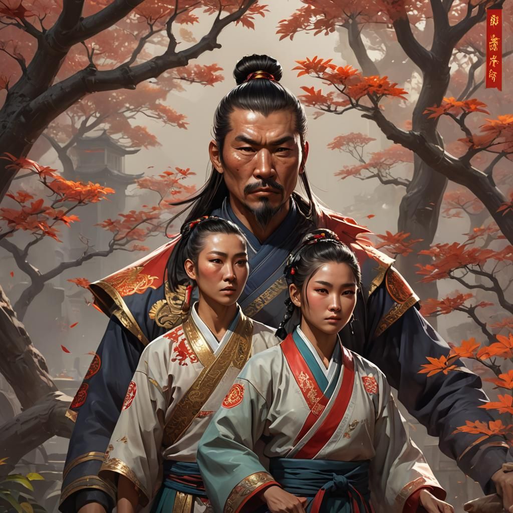 Chinese Martial Arts Master and Student Portrait