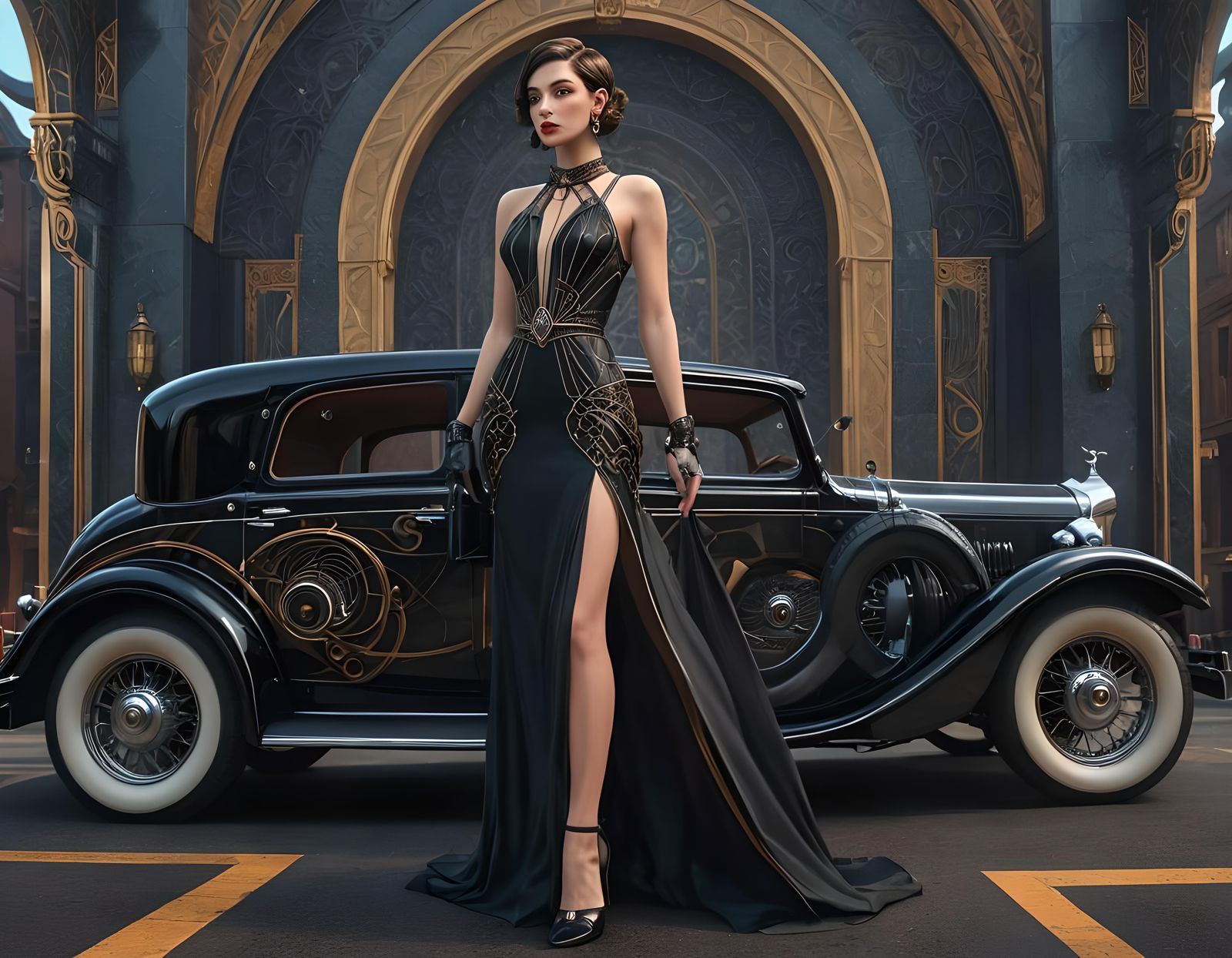 Art Deco Girl in Haute Couture Masterpiece