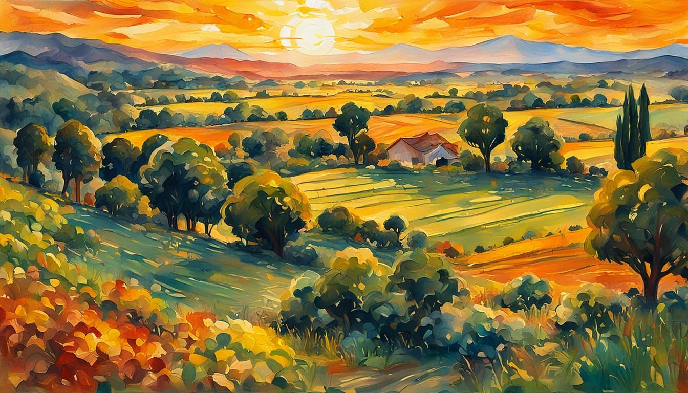 Impressionist Gouache Painting with Thick Brush Strokes