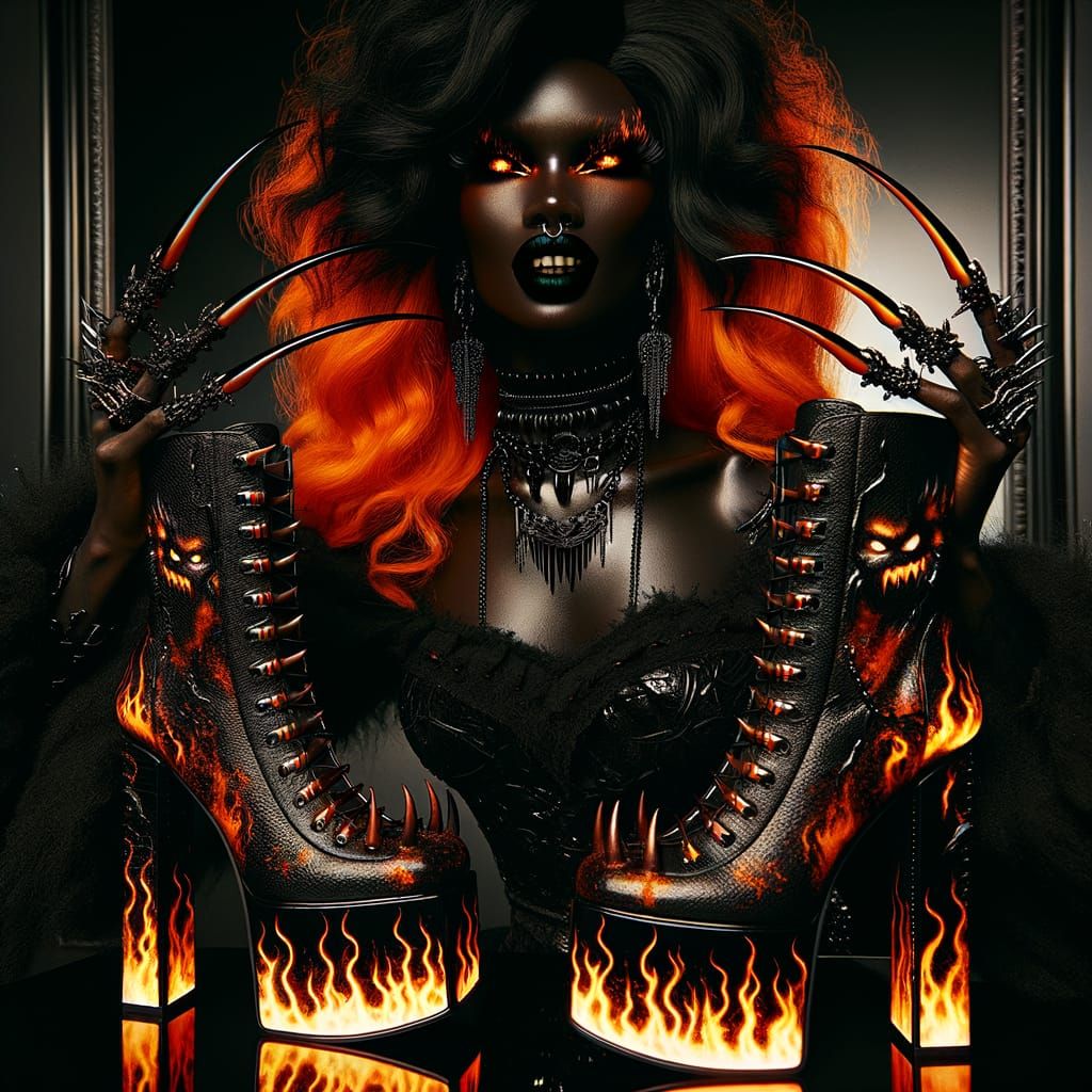 Infernal Couture: A Demon's Night Out in Hyperrealism
