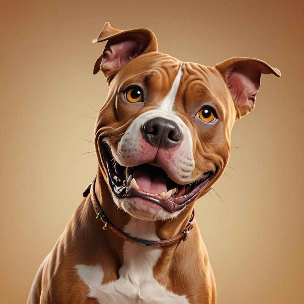 Funny Pitbull Dog in Vibrant 3D Pixar Style