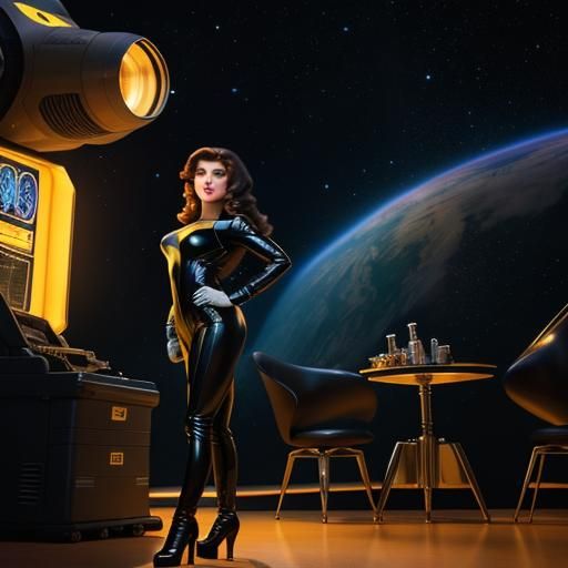 Space Alien Pinup in Retro Sci-Fi Style