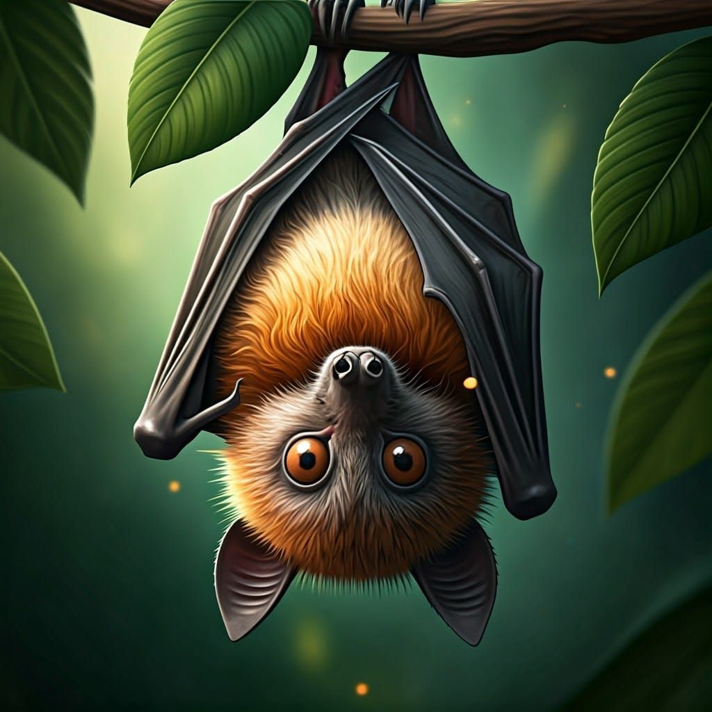 Fruit Bat in Whimsical Garden
