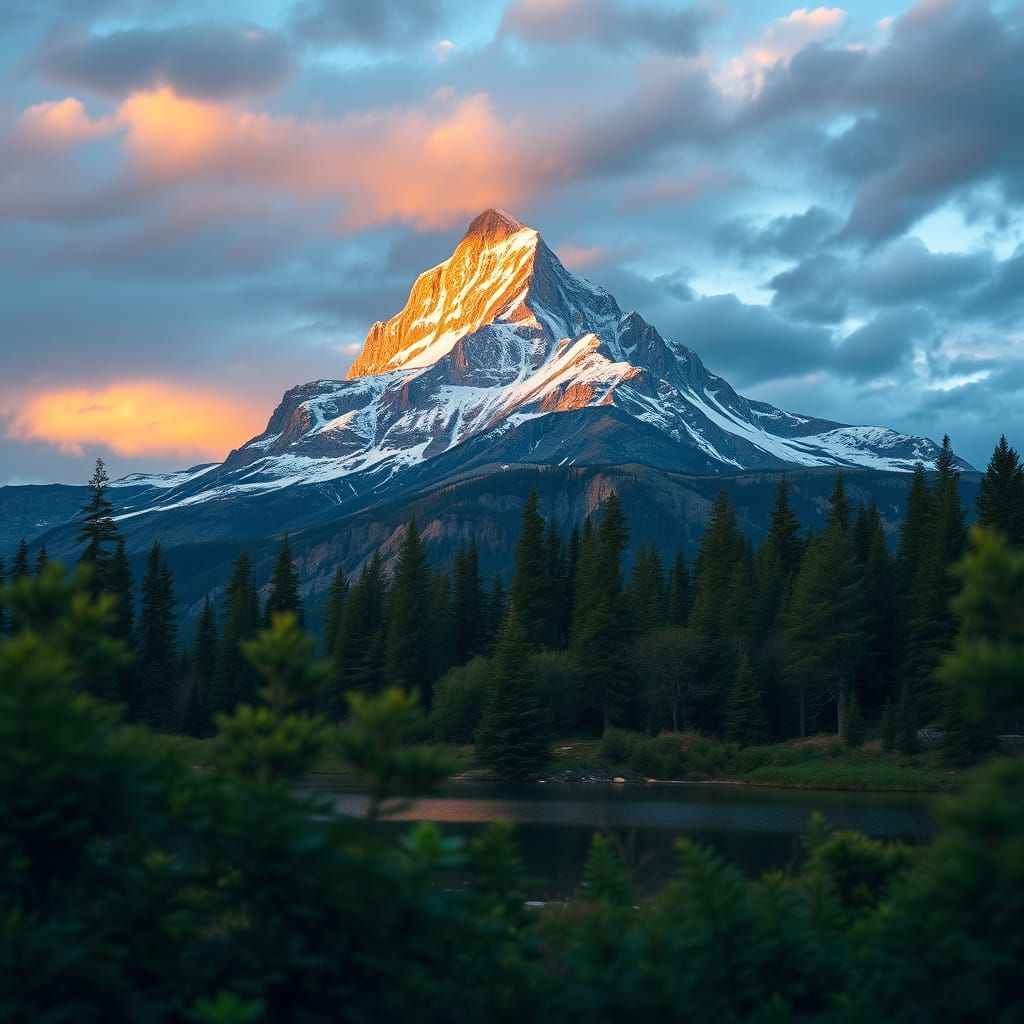 Serene Mountain Landscape at Sunset: Fine Art Photography