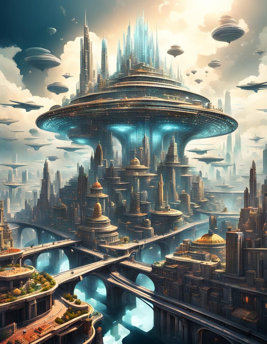 Futuristic Cityscape as a Grand Headdress