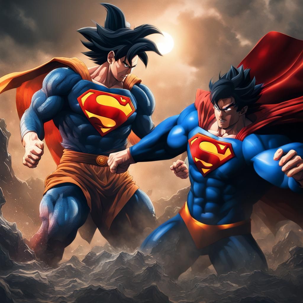 Goku vs Superman: Detailed Matte Painting