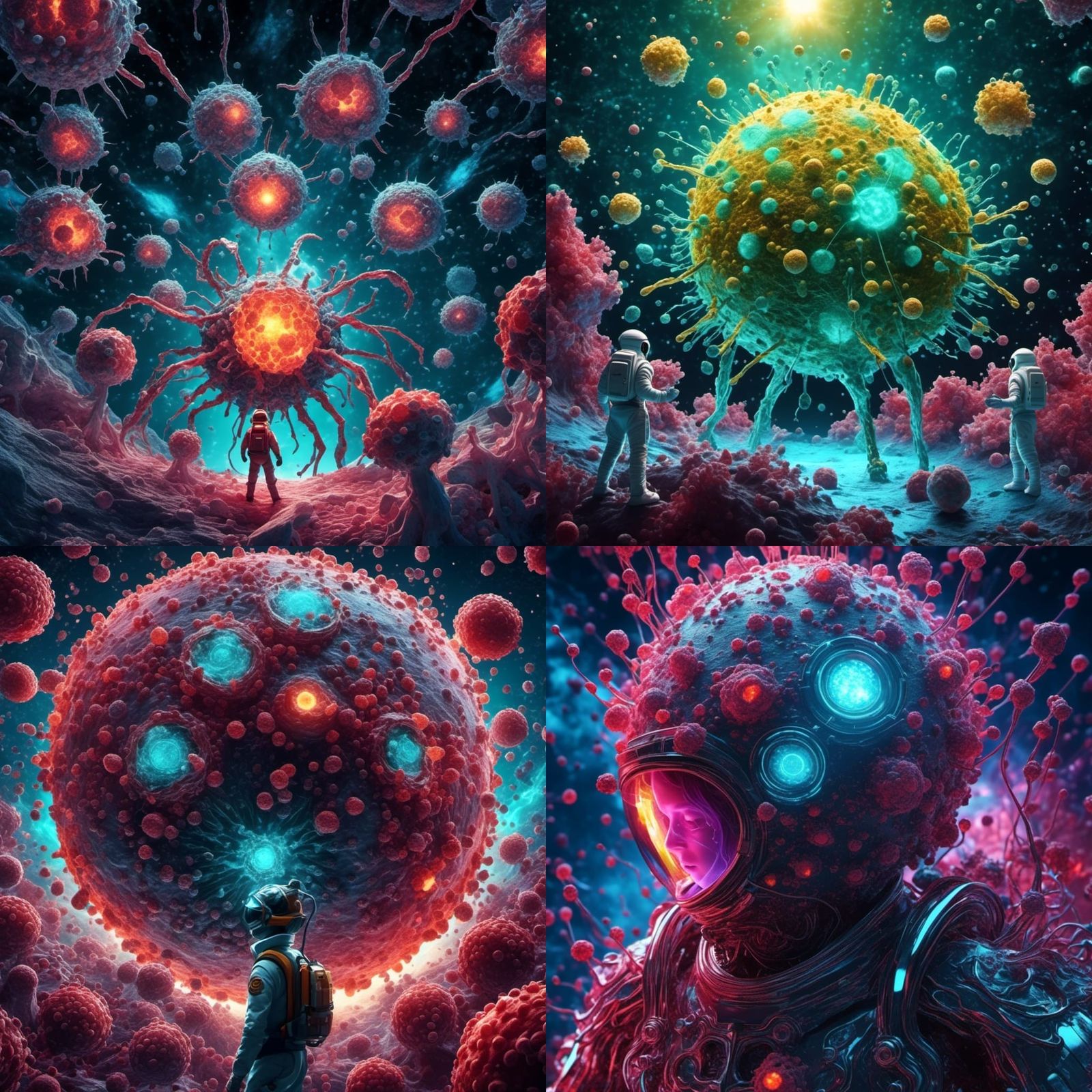 Astronauts and Virophage on Bacterium