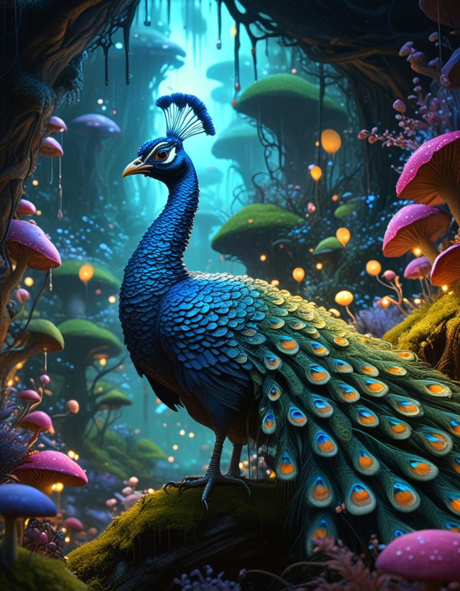 Epic Digital Painting of a Fuzzy Peacock Murex in a Magical....