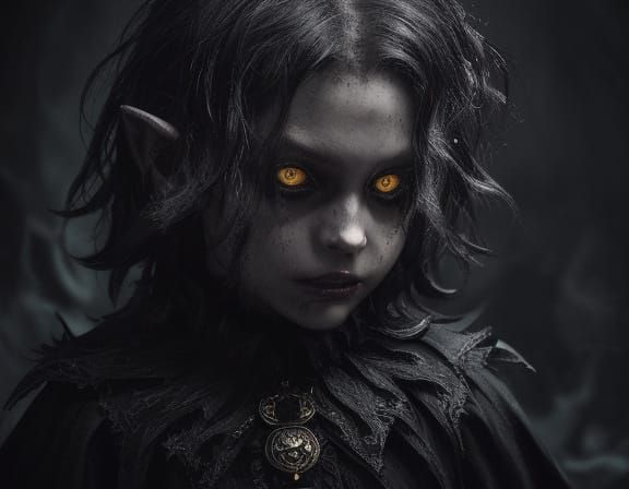 Ominous Vampire Child Portrait in Dark Fantasy