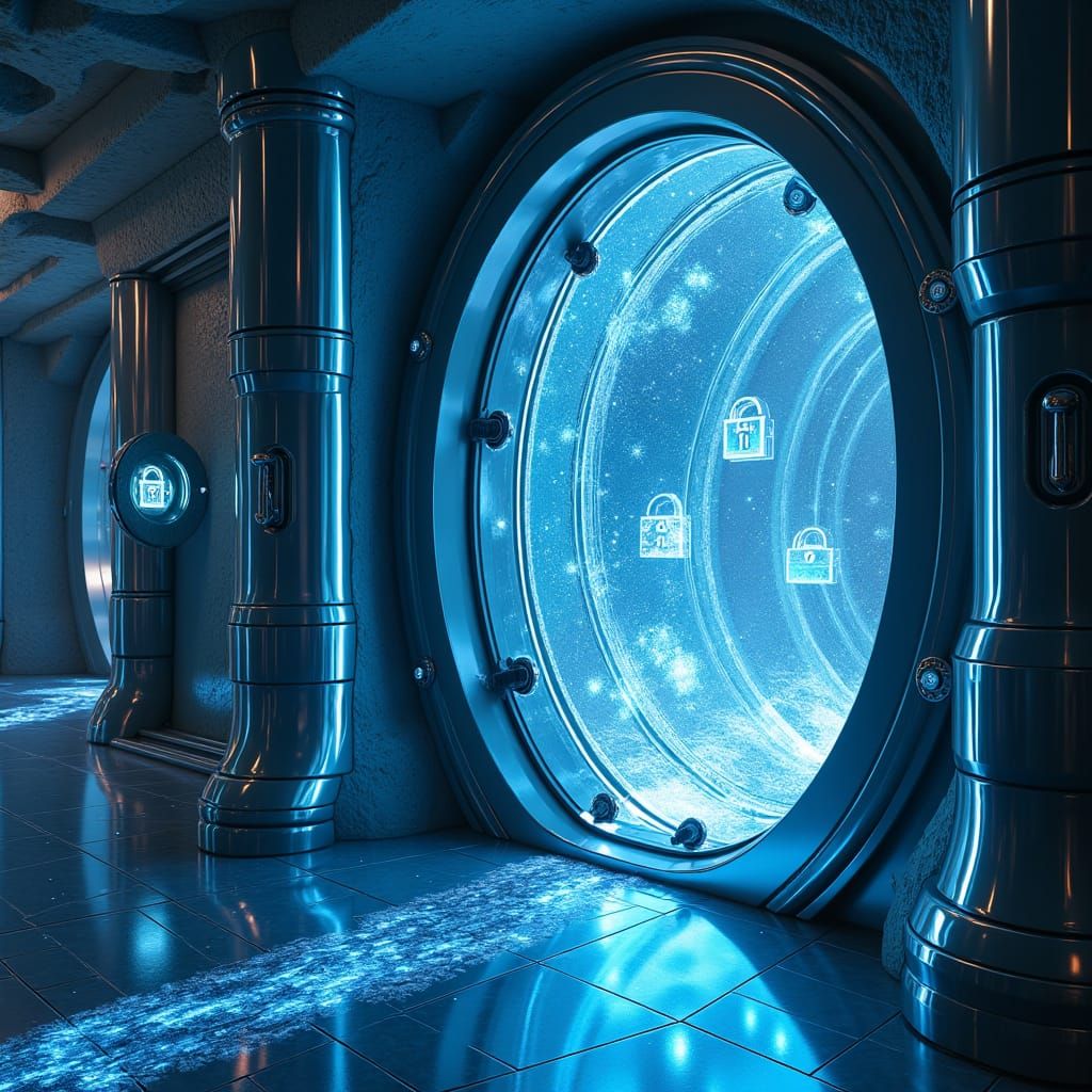 High-Tech Vault with Holographic Solana History in Unreal En...