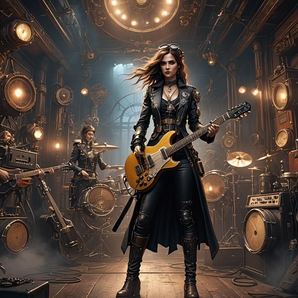 Steampunk Rock Band Performance: Digital Matte Painting